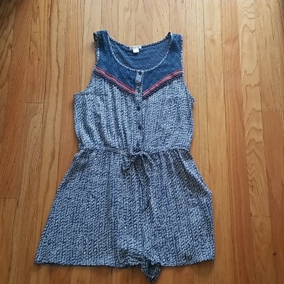 Embroidered Romper, with Lace - Picture 1 of 7
